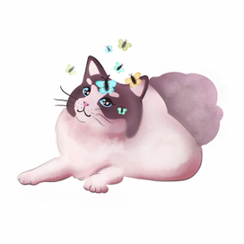 Кот редгол и бабочки