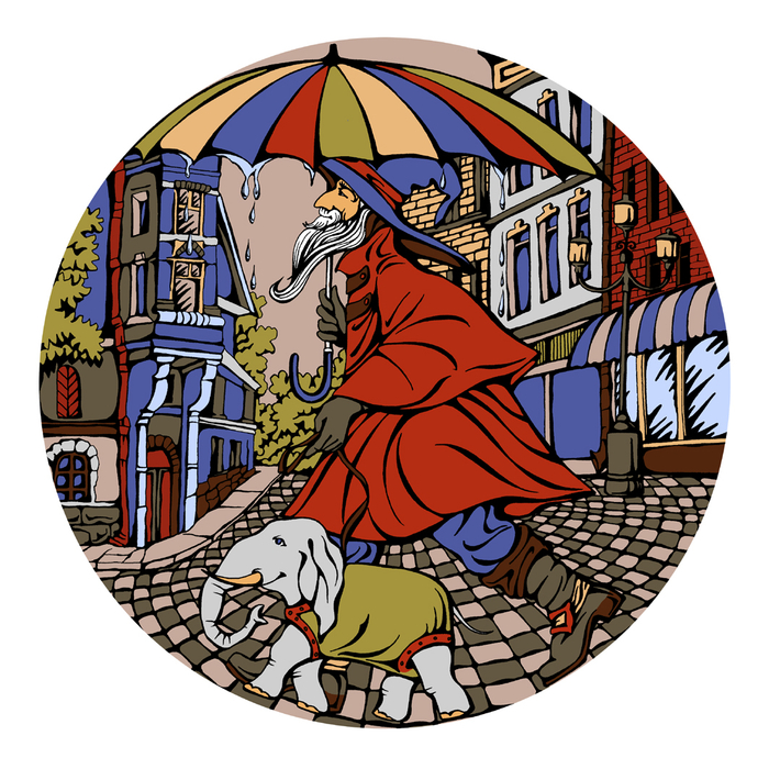 Странник. Эскиз панно для рестобара.