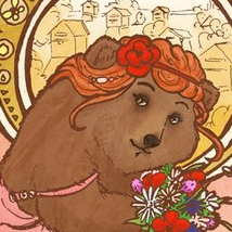 Медведица с букетом