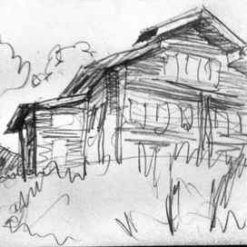 эскиз к рисунку "Дом на Сухлечихе"