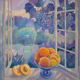 Окна в сад. Персики, виноград