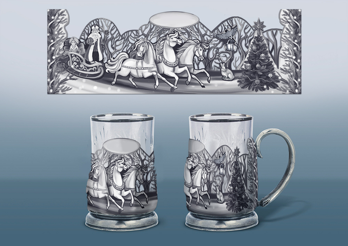 Эскиз новогоднего подстаканника