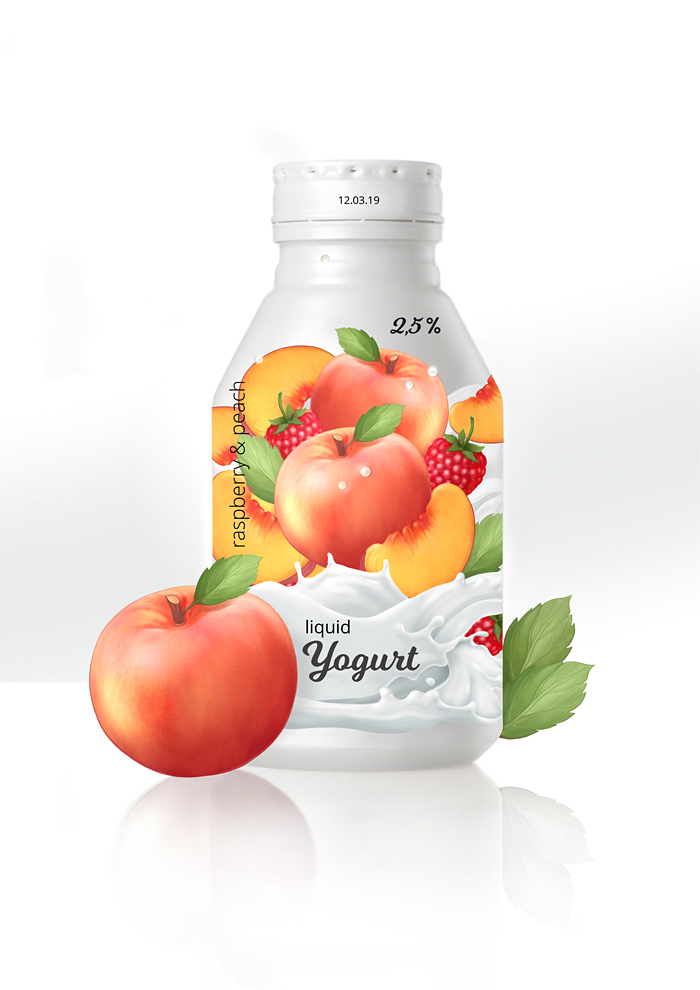 Йогурт - Дизайн упаковки - Персик и малина