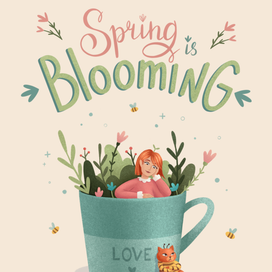 Весна цветет. Леттеринг