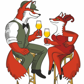 Лис-хулиган с подружкой в баре в стиле "Острые козырьки"