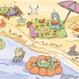 Единорожки на пляже