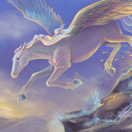 Пегас, создающий ударом копыта источник вдохновения Гиппокрен