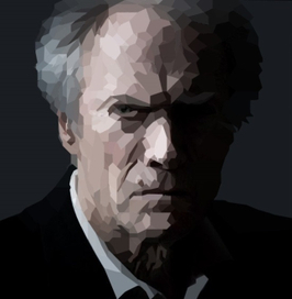 Клинт Иствуд , полигональный портрет 