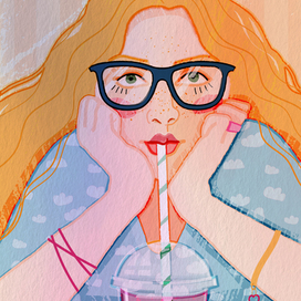 девочка с коктейлем