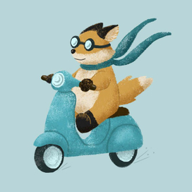 Лис на скутере