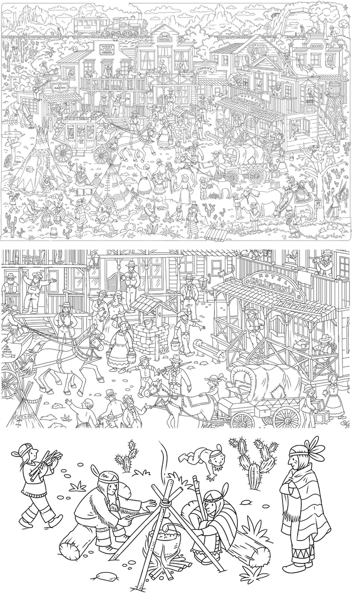 Дикий Запад. Раскраска