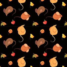 Паттерн. Мышки. Черный