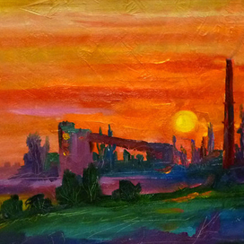 Закат солнца на криворожской шахте