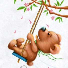 Мишка на качелях