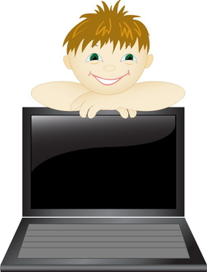 мальчик и ноутбук