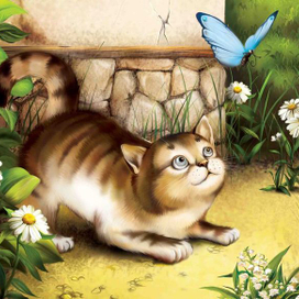 Котенок и бабочка