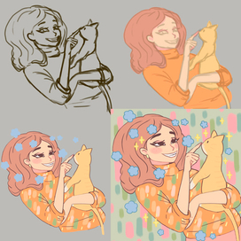 Процесс рисования иллюстрации 