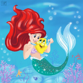 по мотивам Disney русалочка со своим любимым другом