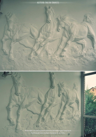 лошади рельеф скульптура в интерьере