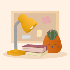 Уютная иллюстрация рабочего места