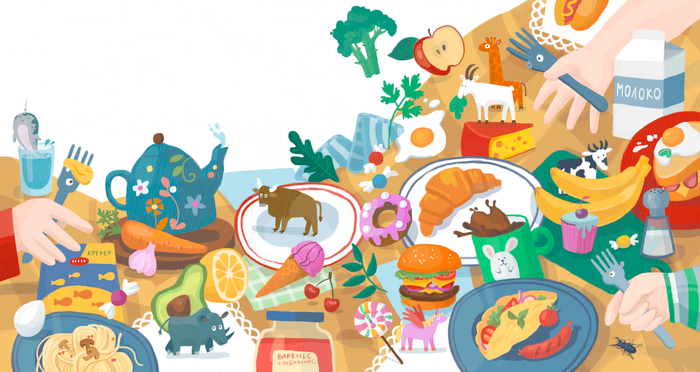 Веселый завтрак, найди и покажи