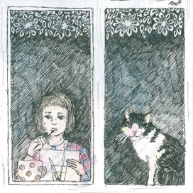 девочка и кошка. фрагмент