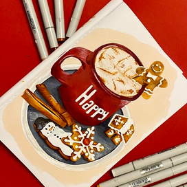 Первый опыт маркерами🤍