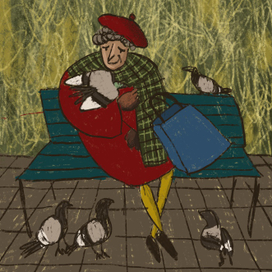 Бабуля с голубями