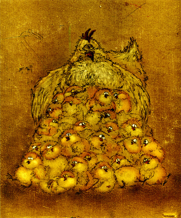 курица с цыплятами