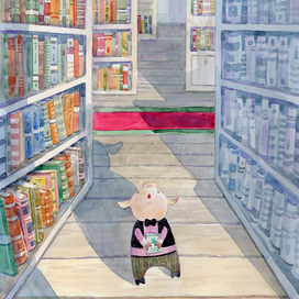 поросенок в библиотеке