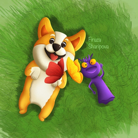 Корги с любимой игрушкой Люци