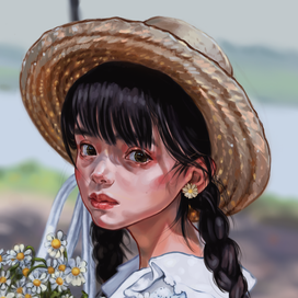 Девушка с ромашками