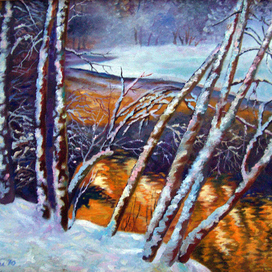 Зимний вечер на речке.