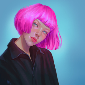 Девушка с розовыми волосами