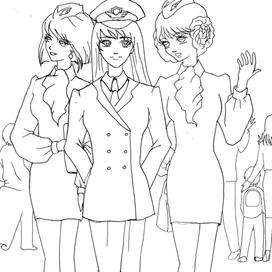 Пилот и стюардессы