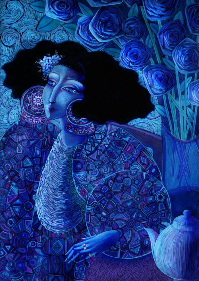 Букет синих роз.