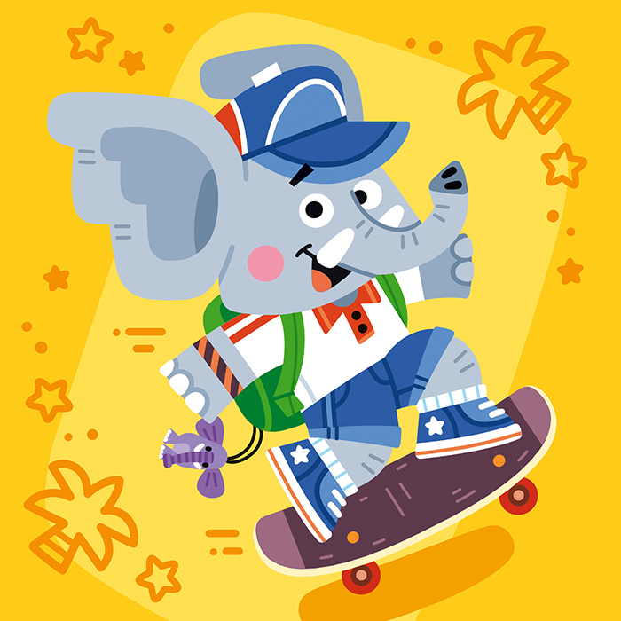 Слон Паша. Персонаж набора детских развивающих заданий.