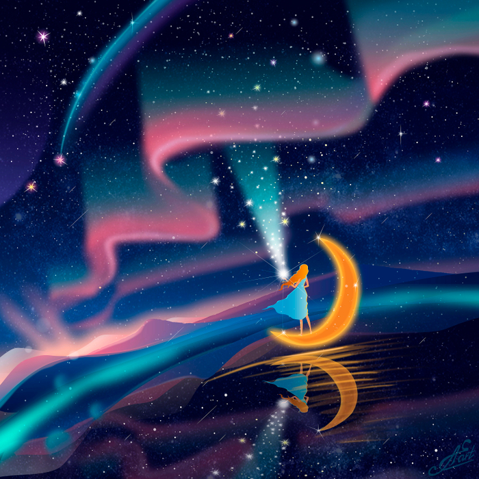 Северное сияние ночного неба