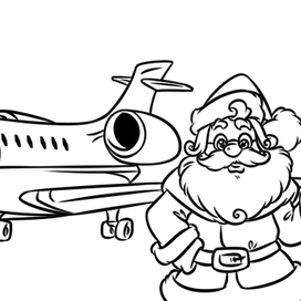 Санта Клаус и самолет Private Jet