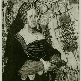 Queen of clubs (Queen with a snake)  офорт