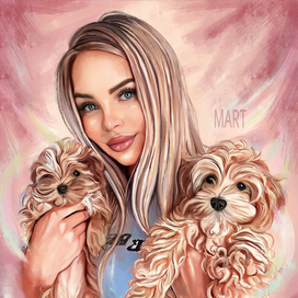 Девушка с собачками