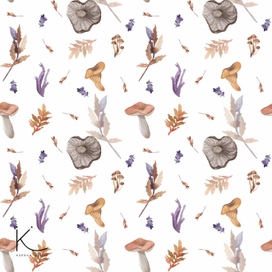 Autumn pattern with mushrooms