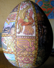 Роспись на богатырские темы,в народно-билибинском стиле