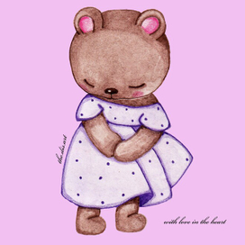 Стесняшка мишка в лавандовом платье