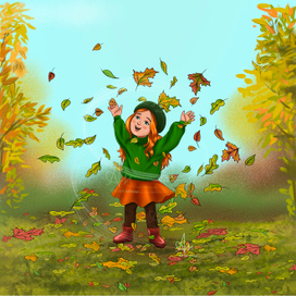 Девочка с листьями