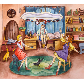 Иллюстрация к сказке Отфрида Пройслера "Маленькая ведьма"