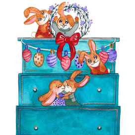 Акварельная иллюстрация для детской книги зайки