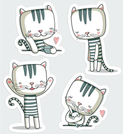 кот в 4 настроениях