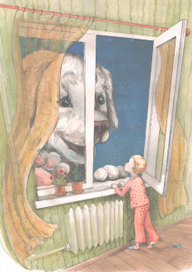 Иллюстрация к книге "Тайна волшебного изумруда". Летающий пёс.