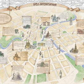 Литературная карта-путеводитель по г. Орлу. Внутренняя часть